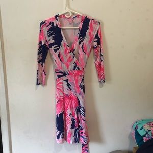 Lilly Pulitzer feather pattern wrap dress